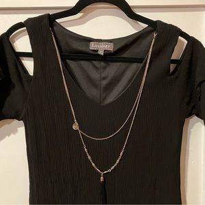 Luxology Dress Womens Size 4 Black Short Off The Shoulder Sleeve Gauze